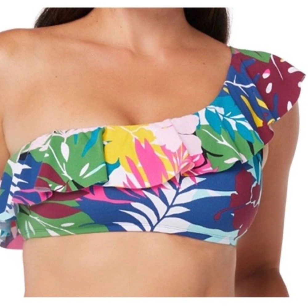 Bleu Rod Beattie On a Brighter Note Women Ruffle One Shoulder Bikini Top Size 12